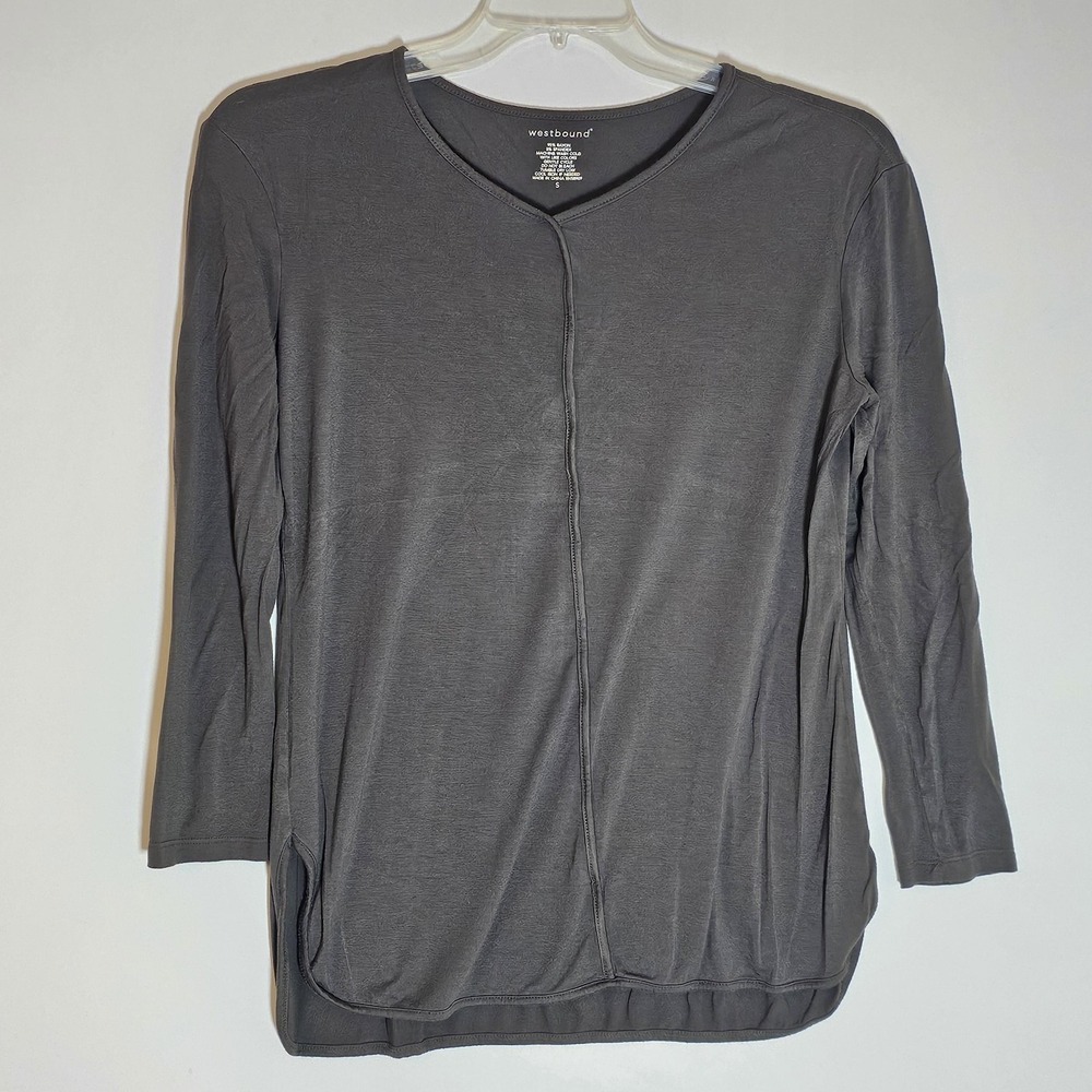 Westbound Shirt Womens Small Gray Long Sleeve Soft Stretch Basic Casual Top‎